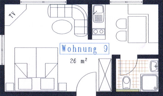 Der Bauplan der Ferienwohnung Nr. 9 Der Plan der Ferienwohnung Nr. 9